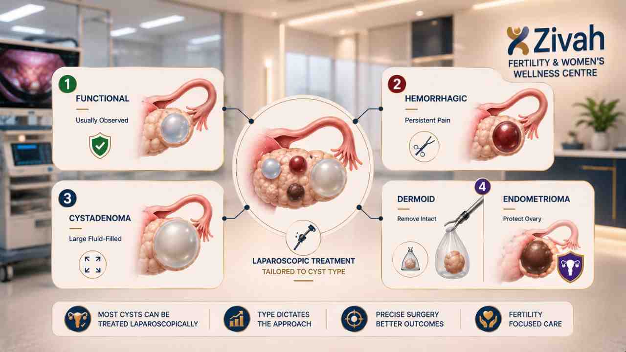 Types of Ovarian Cysts Treated Laparoscopically  -  Zivah 